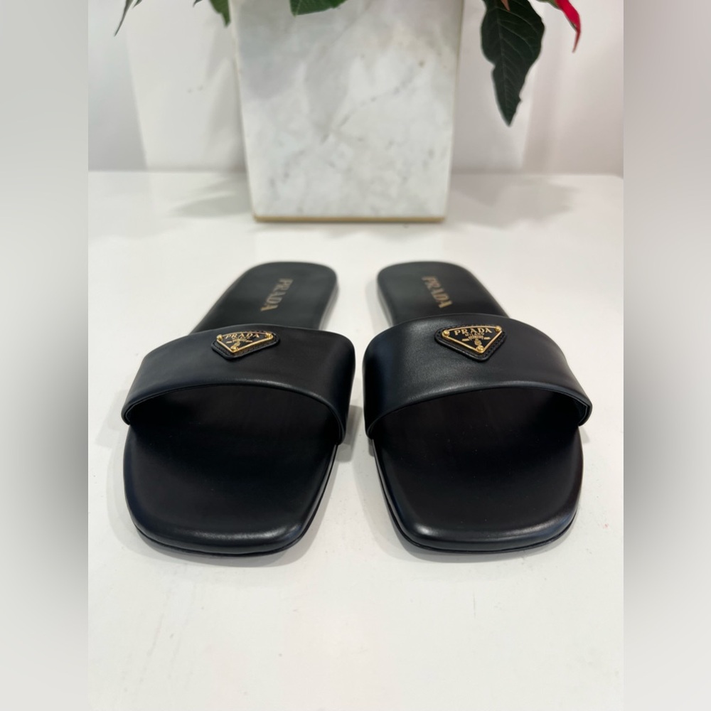 Prada Triangle Logo Slide Sandal - Picture 2 of 8
